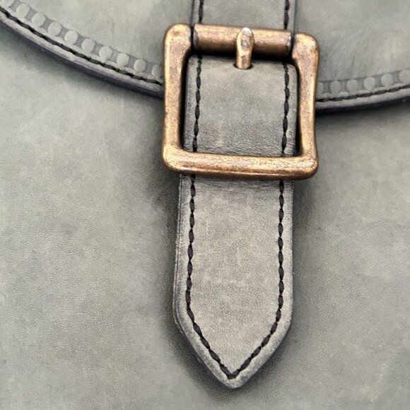 Vintage Fossil Green Leather Saddlebag Crossbody Medium Purse Butter Soft Clean - Picture 11 of 12